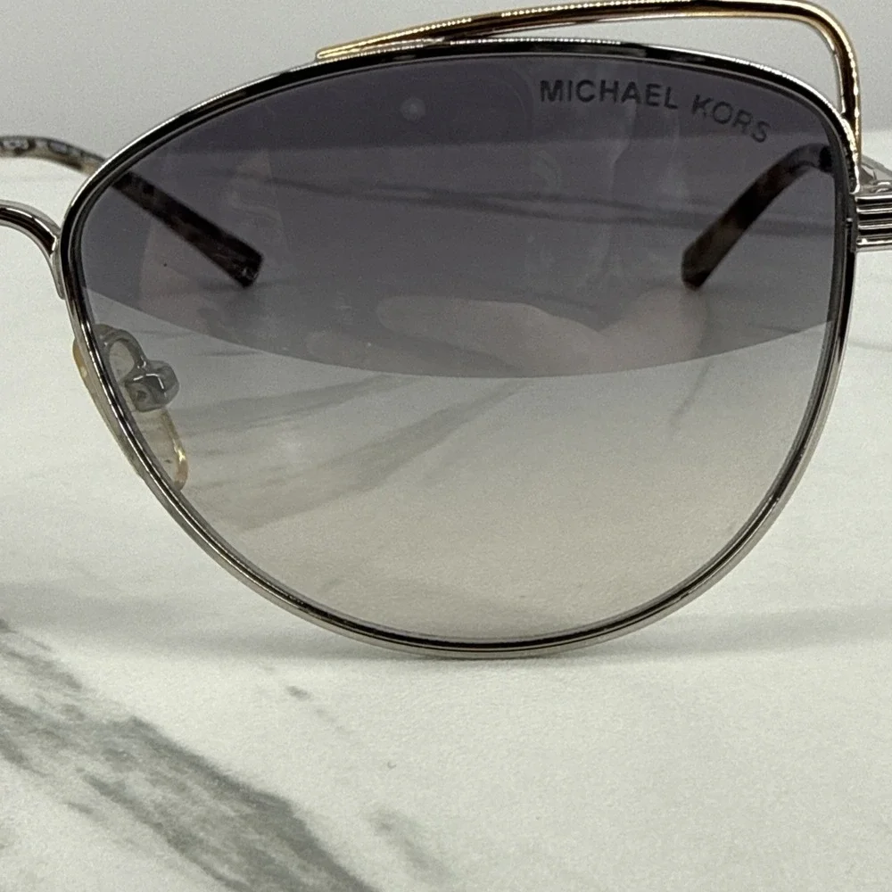 Michael Kors Gold Cat Eye Sunglasses Brown Lens MK1035 St. Lucia Case Luxury